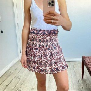 House of Harlow Smocking Tiered Summer Mini Skirt Boho